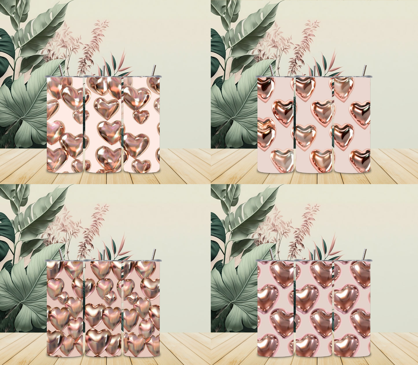Rosy Gold Metallic Hearts