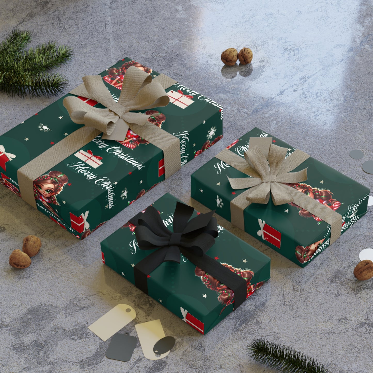 Green Christmas 2 Wrapping Paper Rolls-Laylaybossycreations