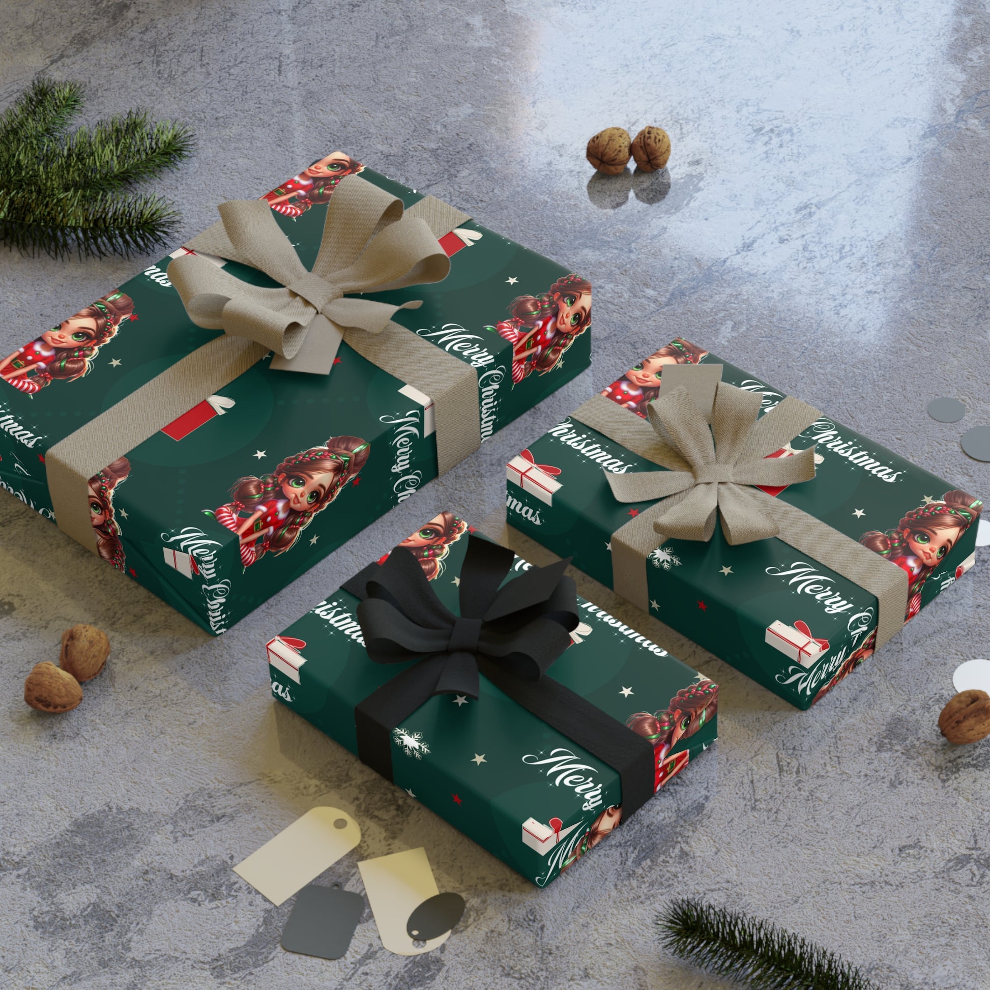 Green Christmas 2 Wrapping Paper Rolls-Laylaybossycreations