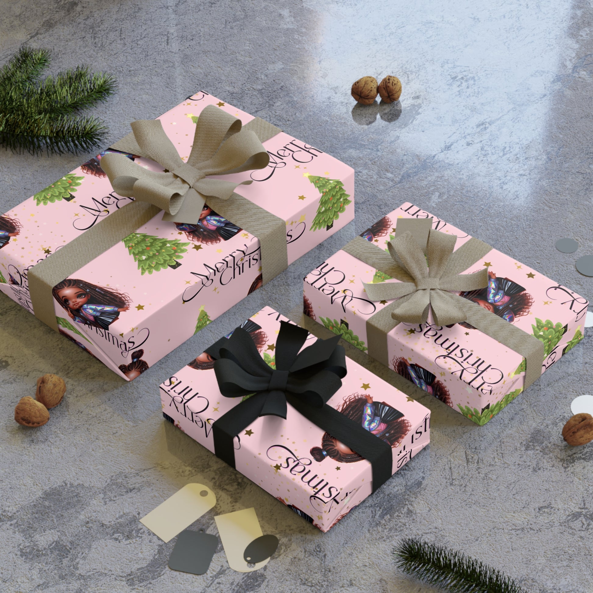 Light Pink Wrapping Paper Rolls, 1pc {Girl}-Laylaybossycreations