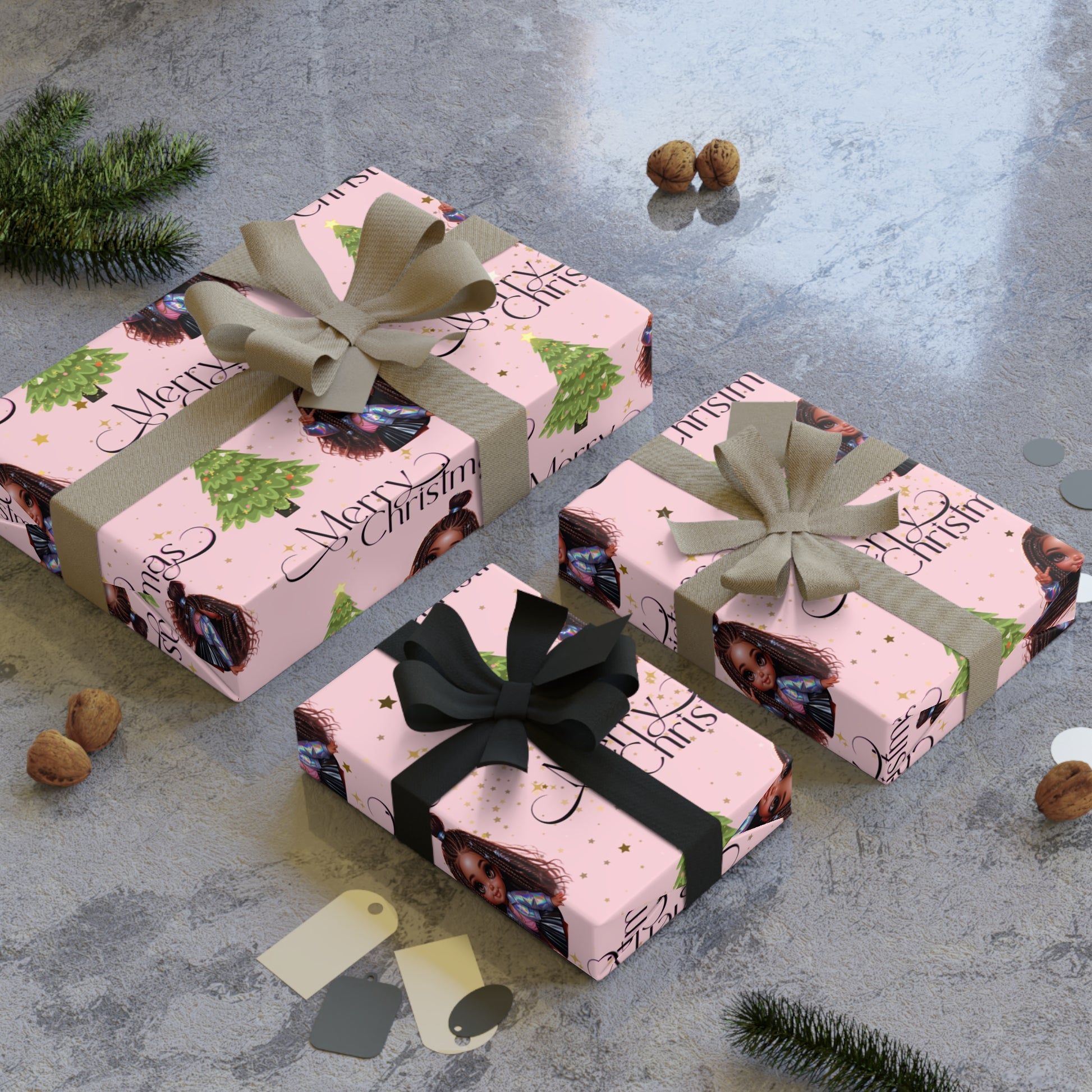 Light Pink Wrapping Paper Rolls, 1pc {Girl}-Laylaybossycreations