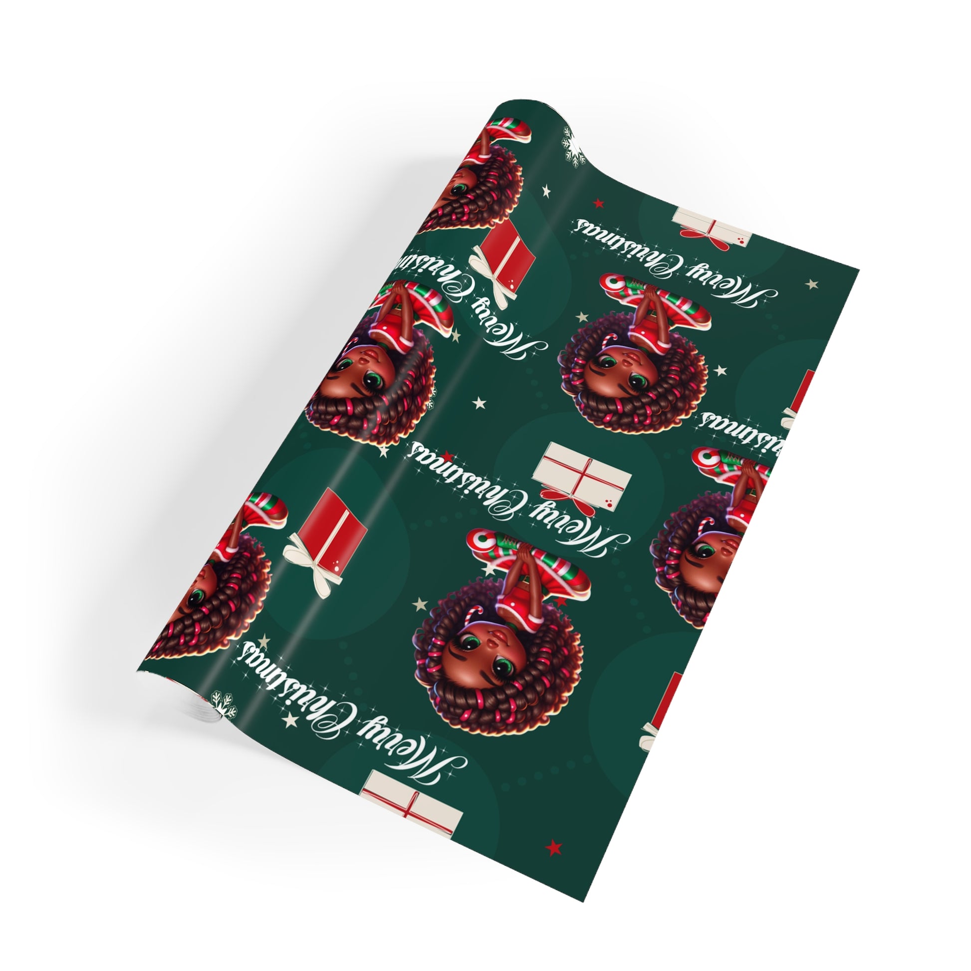 Green Christmas Wrapping Paper Rolls-Laylaybossycreations