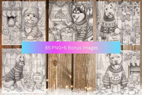 Ebook - Dogs In Christmas Coloring Book