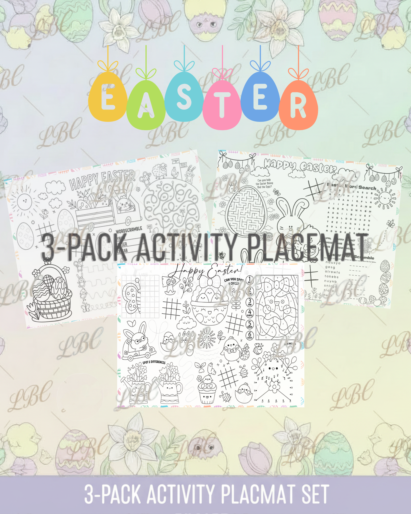 Easter Activity PlaceMat 3-Pack
