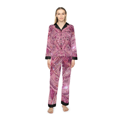Money Pink Satin Pajamas-Laylaybossycreations 