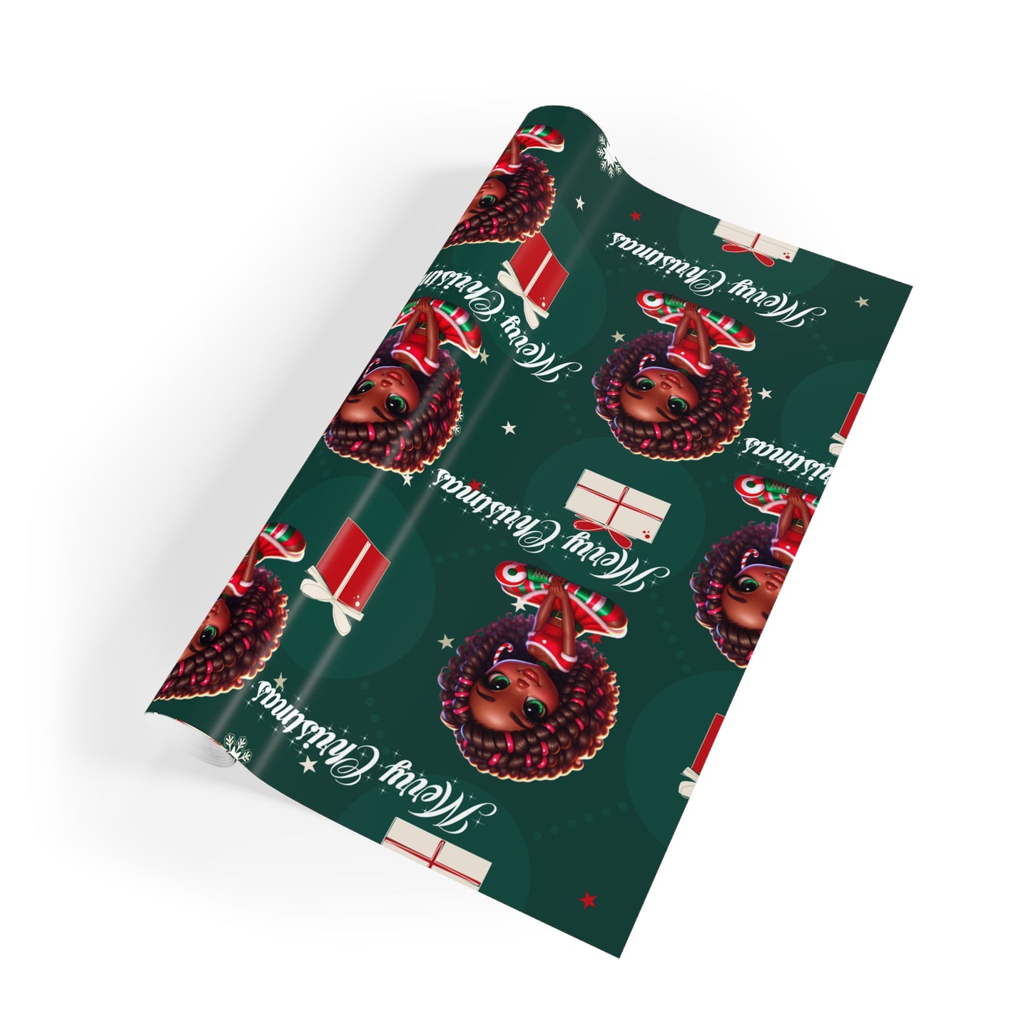 Green Christmas Wrapping Paper Rolls