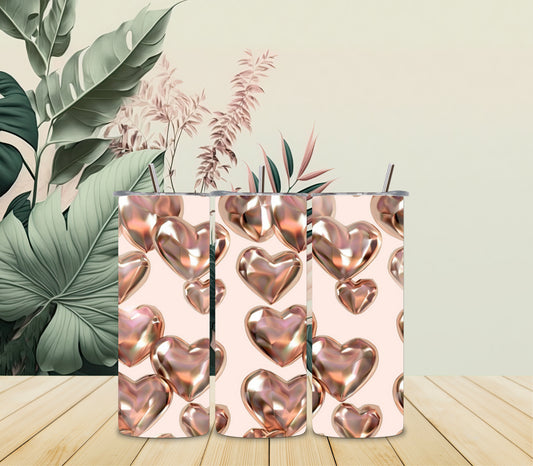 Rosy Gold Metallic Hearts