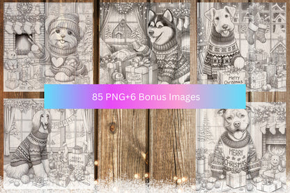 Ebook - Dogs In Christmas Coloring Book