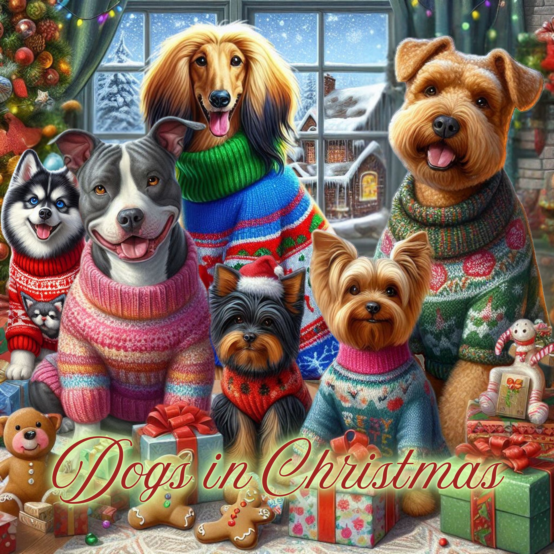 Ebook - Dogs In Christmas Coloring Book