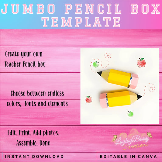 Digital Editable Template - Jumbo Pencil Box